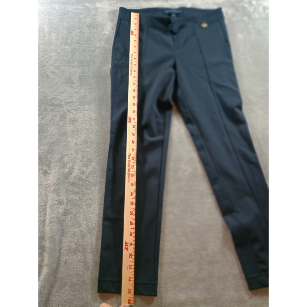 Tommy Hilfiger Womens Pull-On Slim Trousers Navy Blue M Gold Logo‎ Detail - Picture 5 of 6